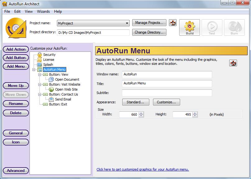 Screenshot of AutoRun Architect 2.20